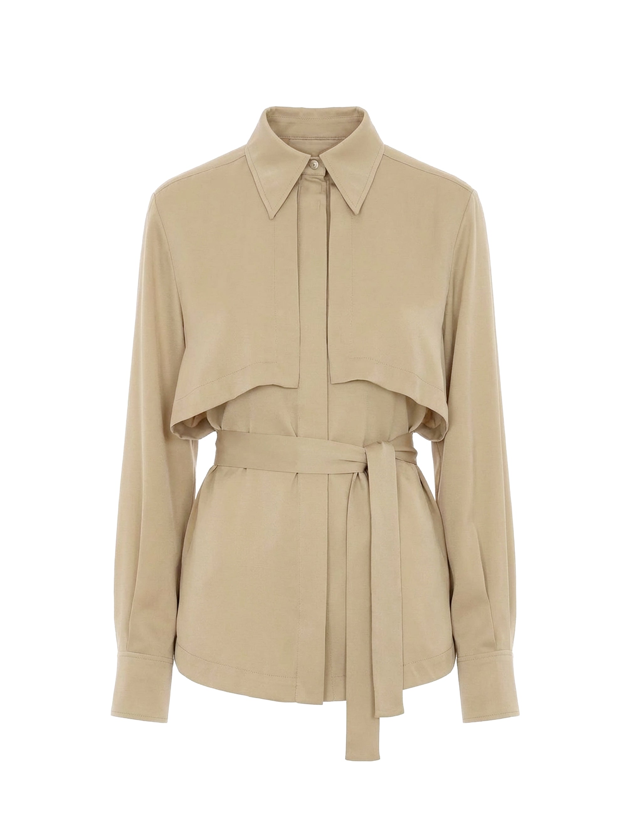 Shirt with tie belt - Beige