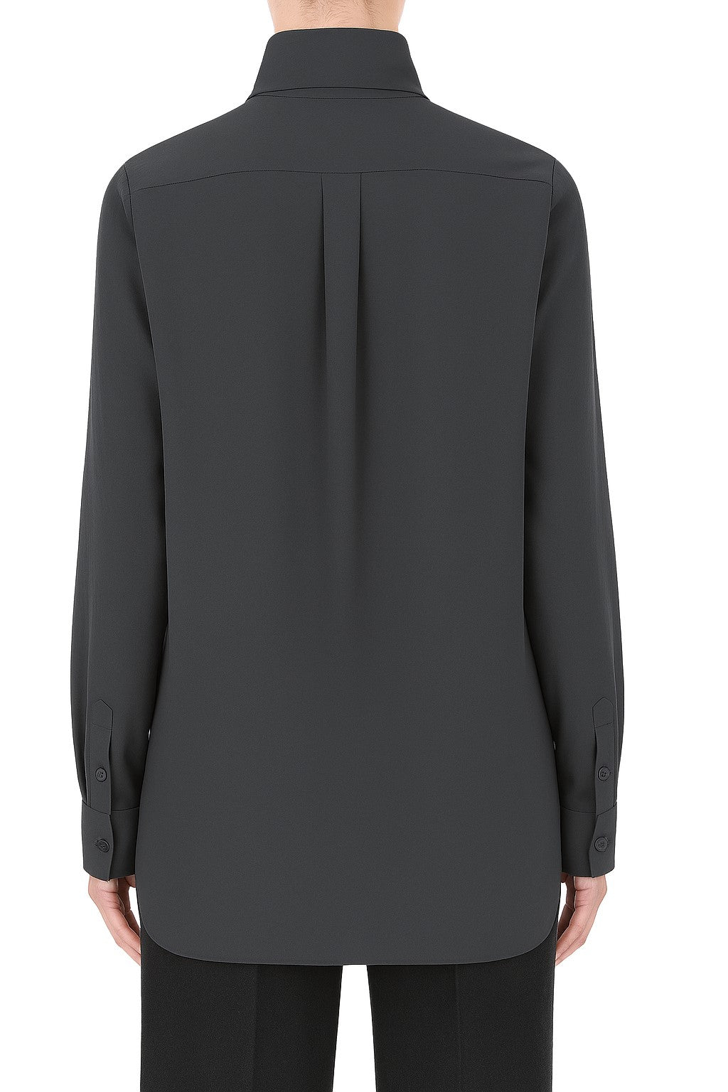 Blouse transparente à manches longues avec lavallière - Grey