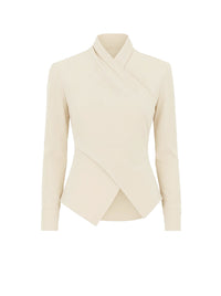 Blouse drapée croisée en soie - Ivory