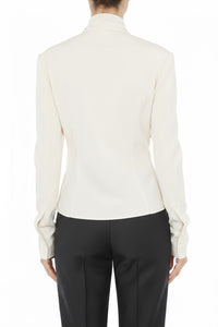 Blouse drapée croisée en soie - Ivory