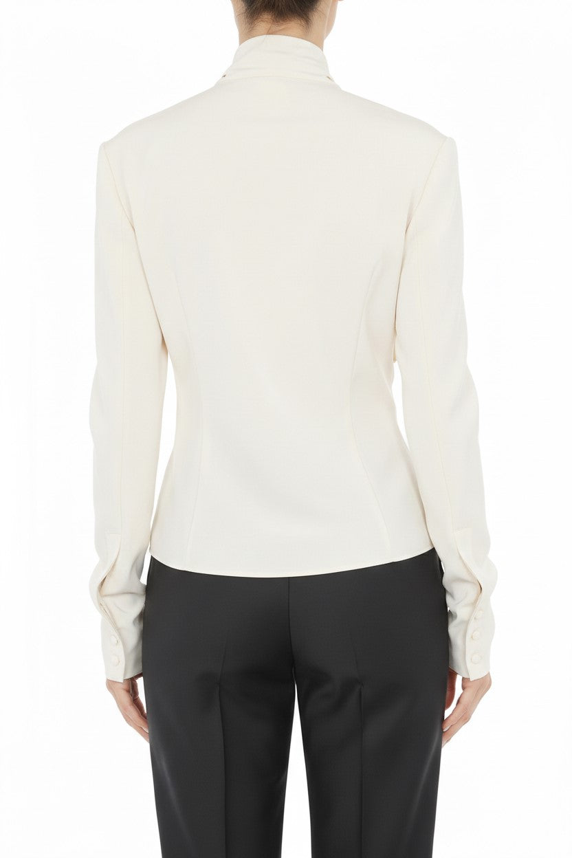 Blouse drapée croisée en soie - Ivory