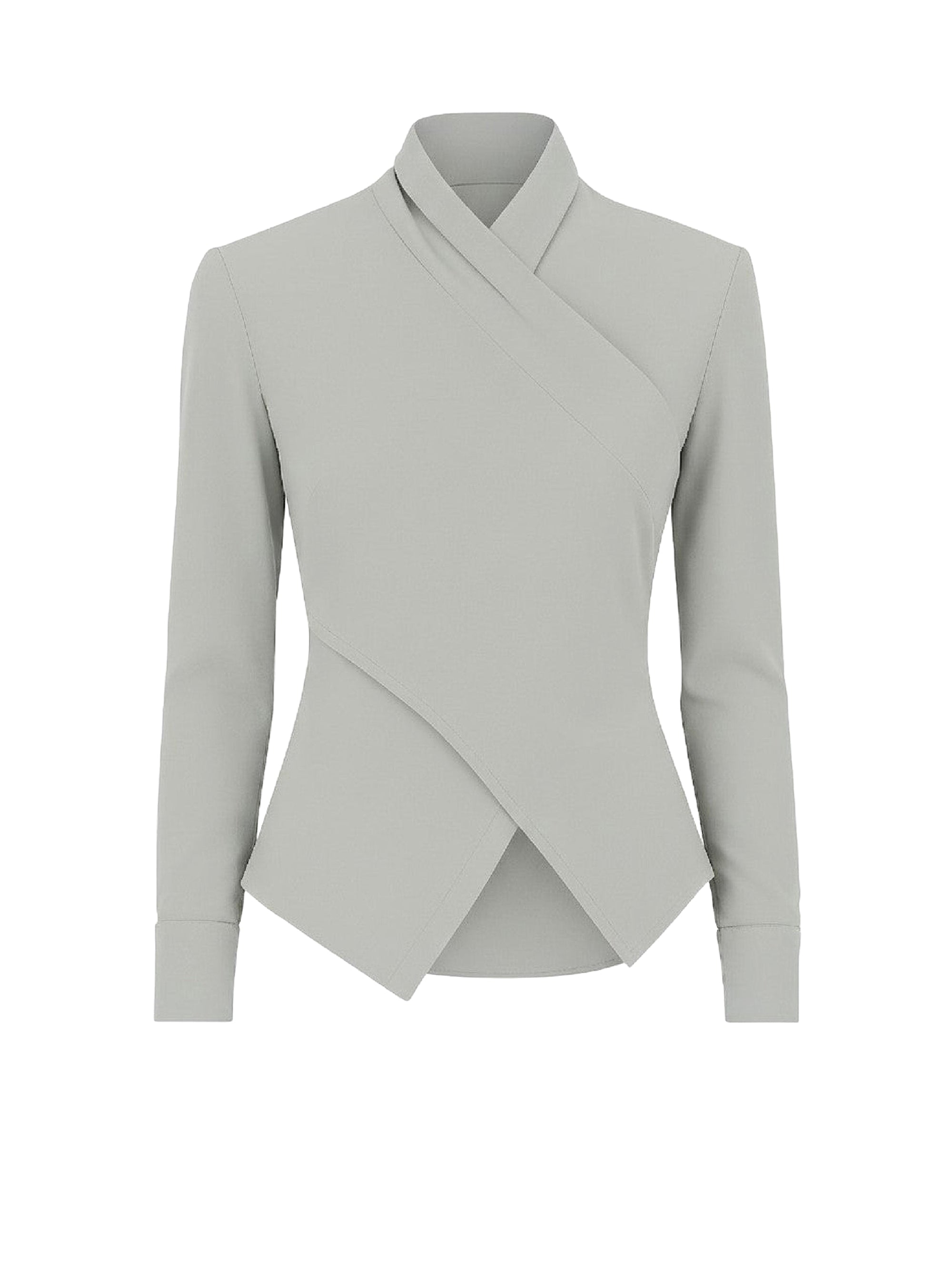 Blouse drapée croisée en soie - Ice Grey