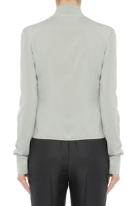 Blouse drapée croisée en soie - Ice Grey