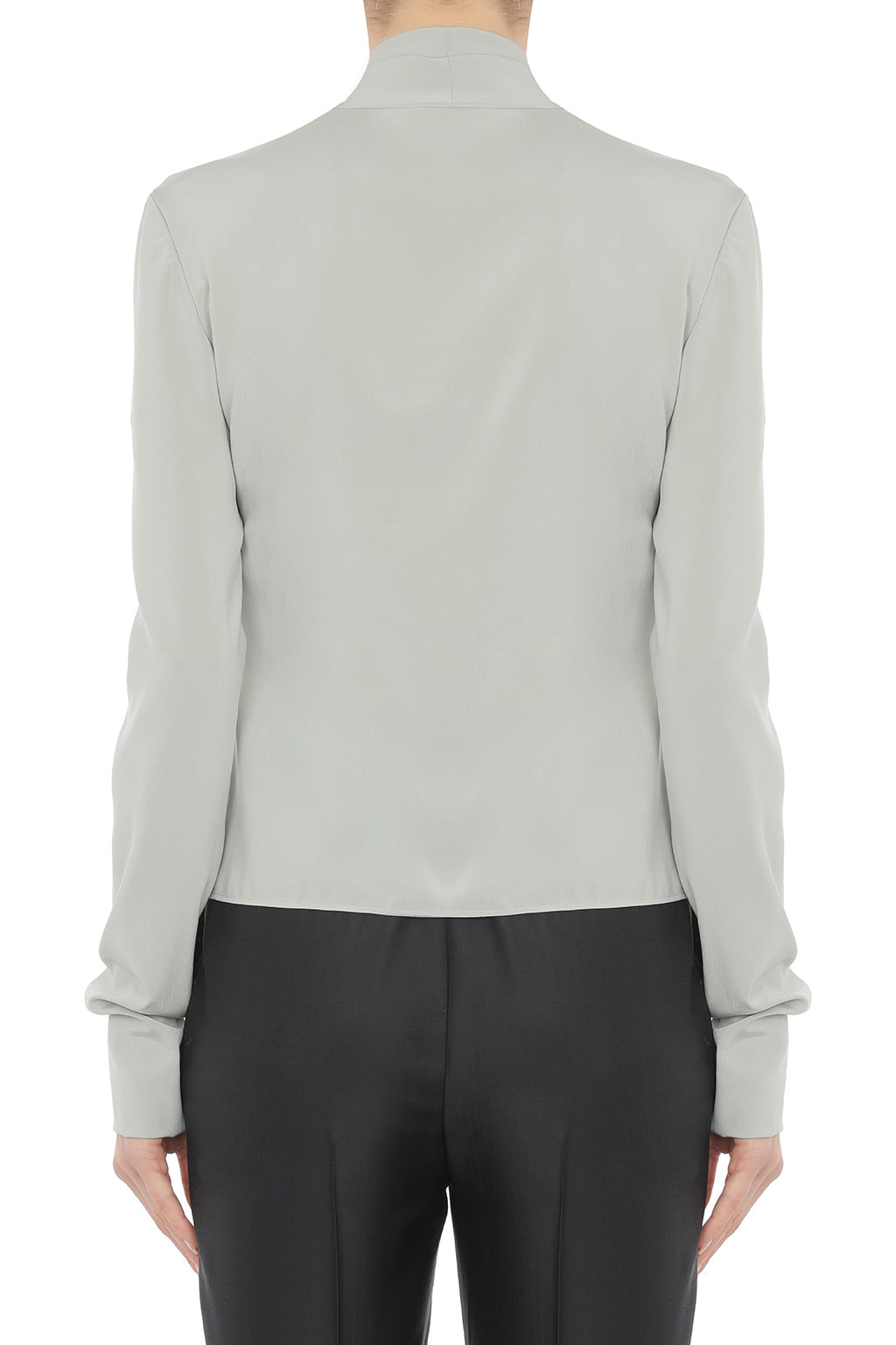 Blouse drapée croisée en soie - Ice Grey