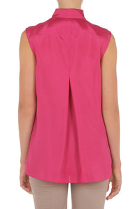 Blouse sans manches en soie transparent - Fucsia