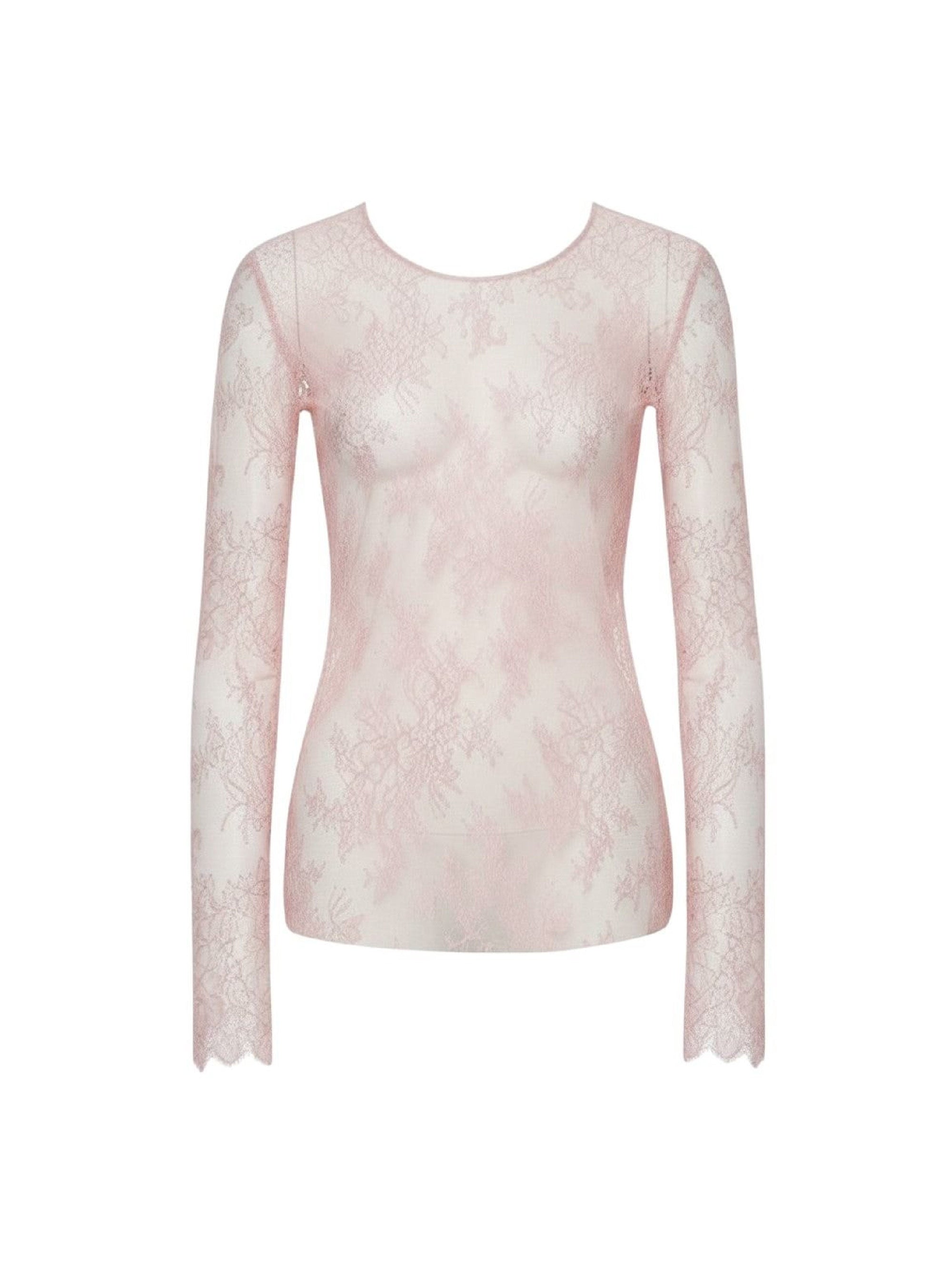 Sheer lace top - Pink
