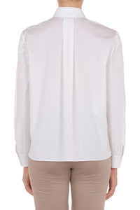 Chemise en coton brodée avec appliqués floraux - White