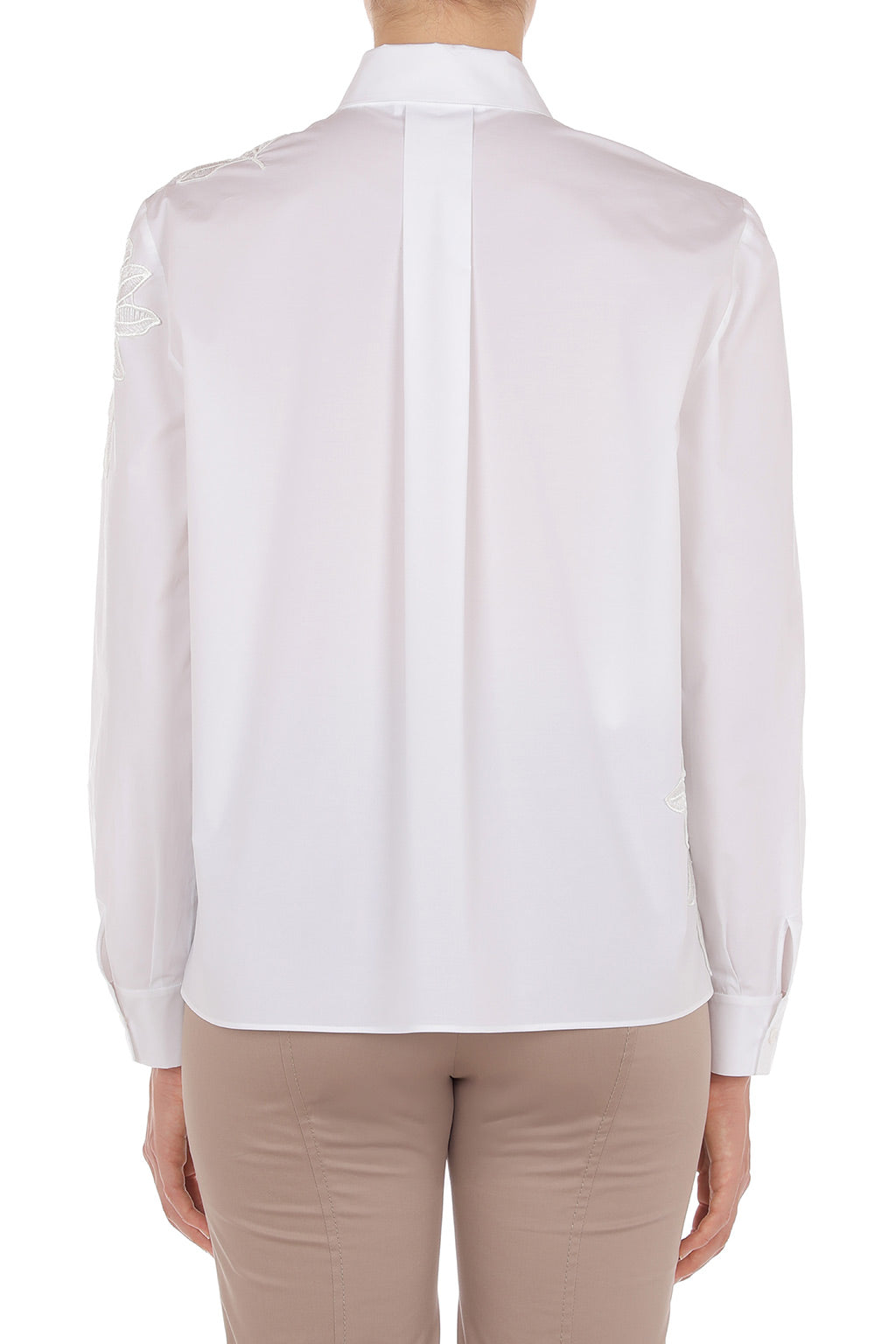 Chemise en coton brodée avec appliqués floraux - White