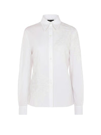 Chemise en coton brodée avec appliqués floraux - White
