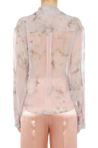 Chemise croisée en mousseline de soie à imprimé floral - Fantasy Pink