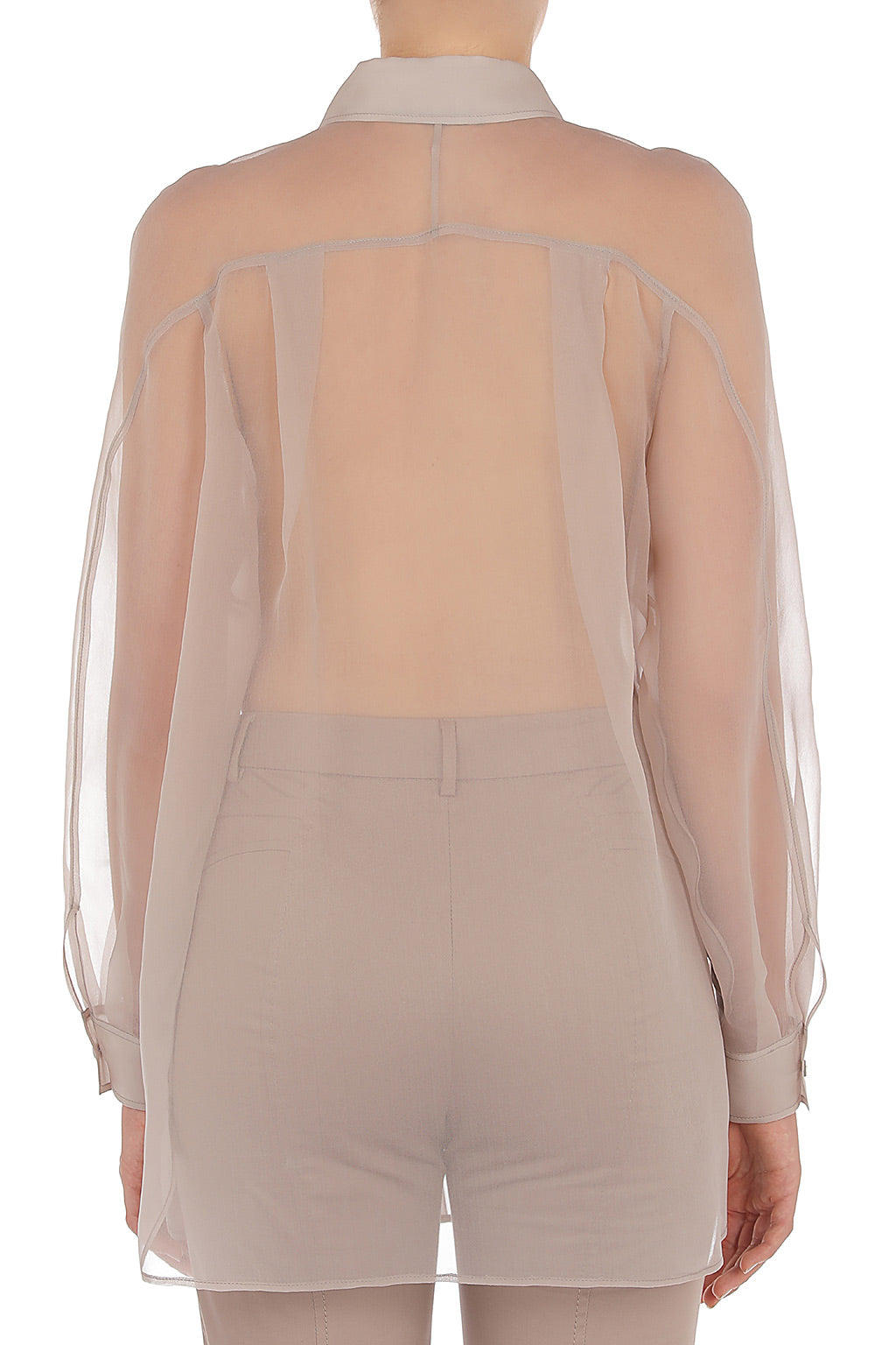 Chemise transparente en soie - Beige
