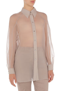 Chemise transparente en soie - Beige