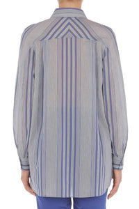 Chemise à motif vertical et chevron contrasté - Multi Blue