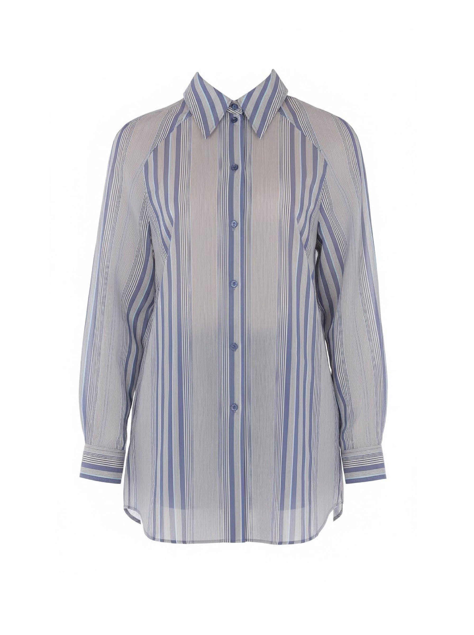 Chemise à motif vertical et chevron contrasté - Multi Blue