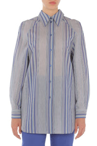 Chemise à motif vertical et chevron contrasté - Multi Blue