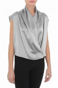 Chemise en satin brillant - Ice Grey
