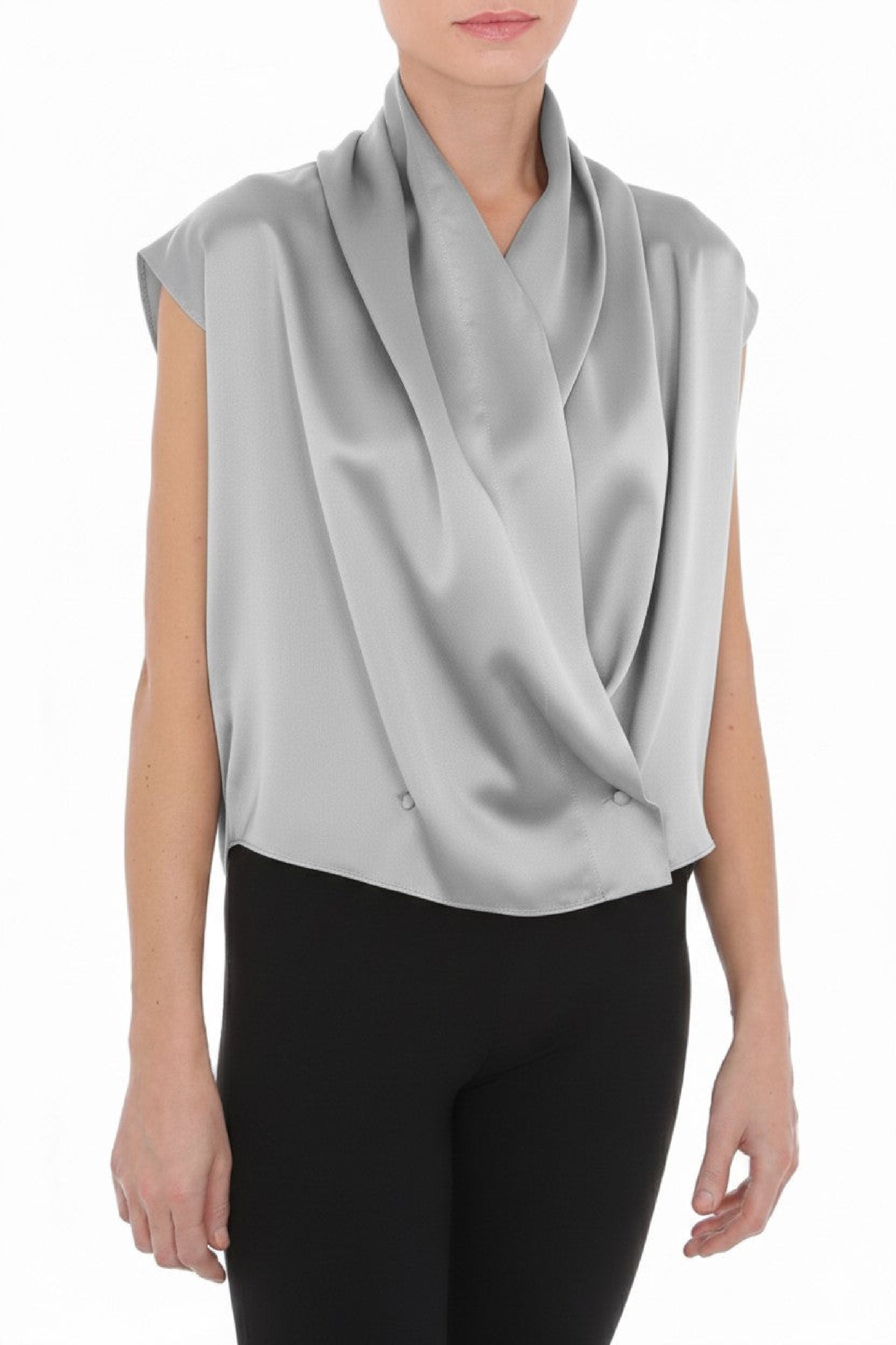 Chemise en satin brillant - Ice Grey