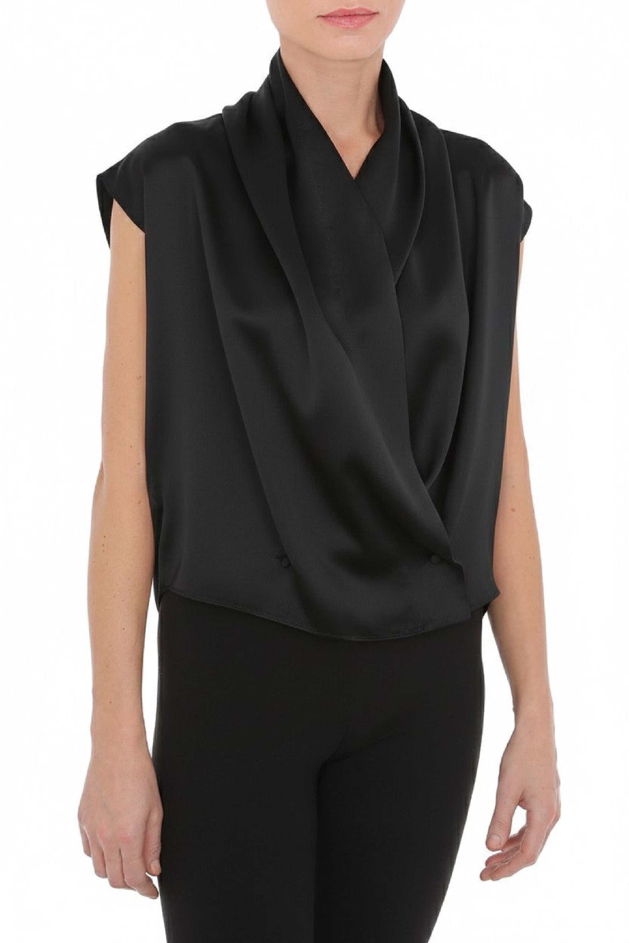 Chemise en satin brillant - Black