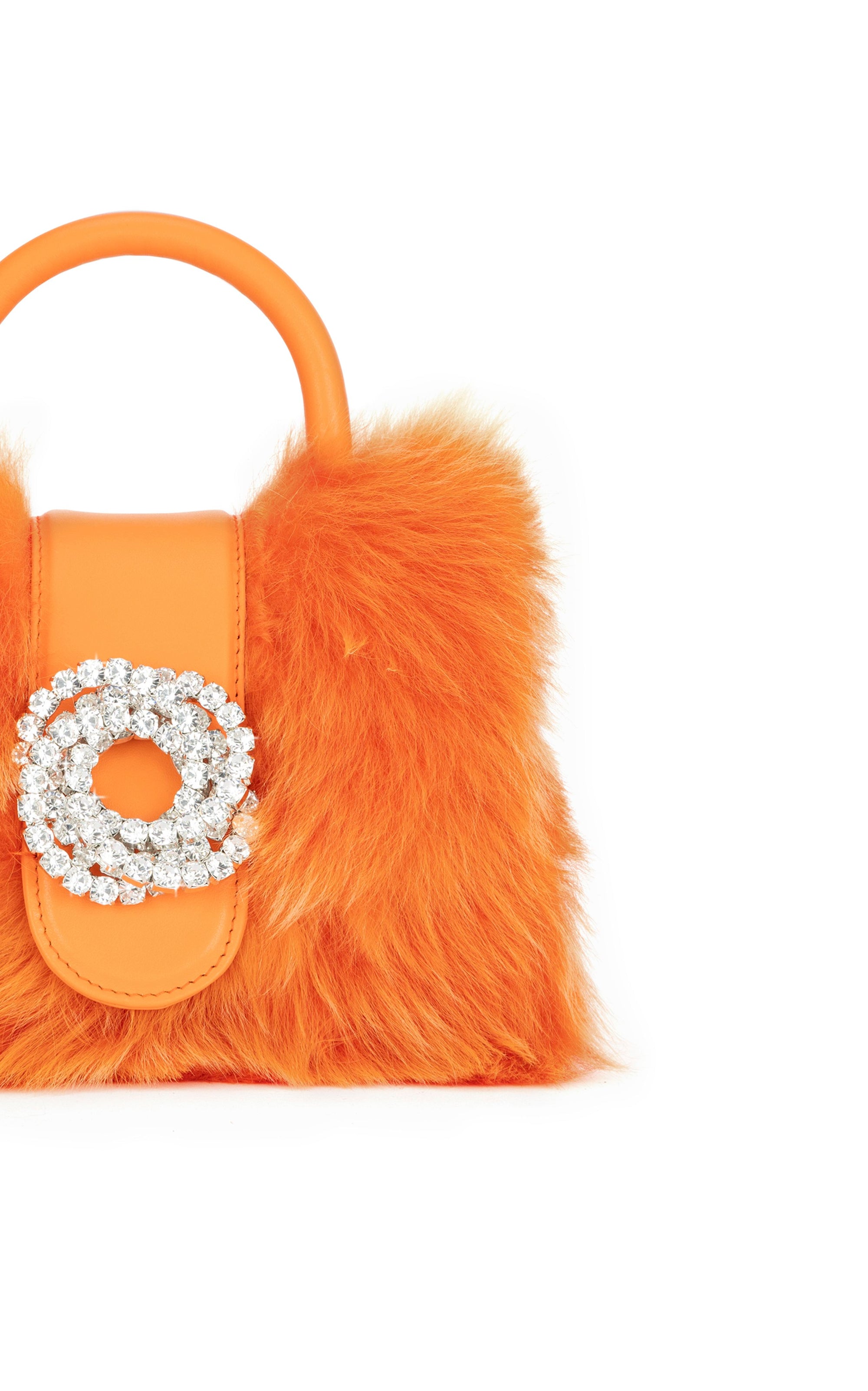 Galaxy small leather and rhinestone handbag - Orange