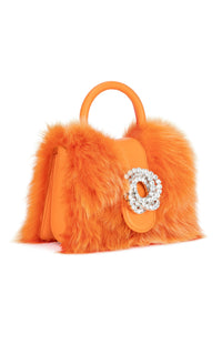 Galaxy small leather and rhinestone handbag - Orange