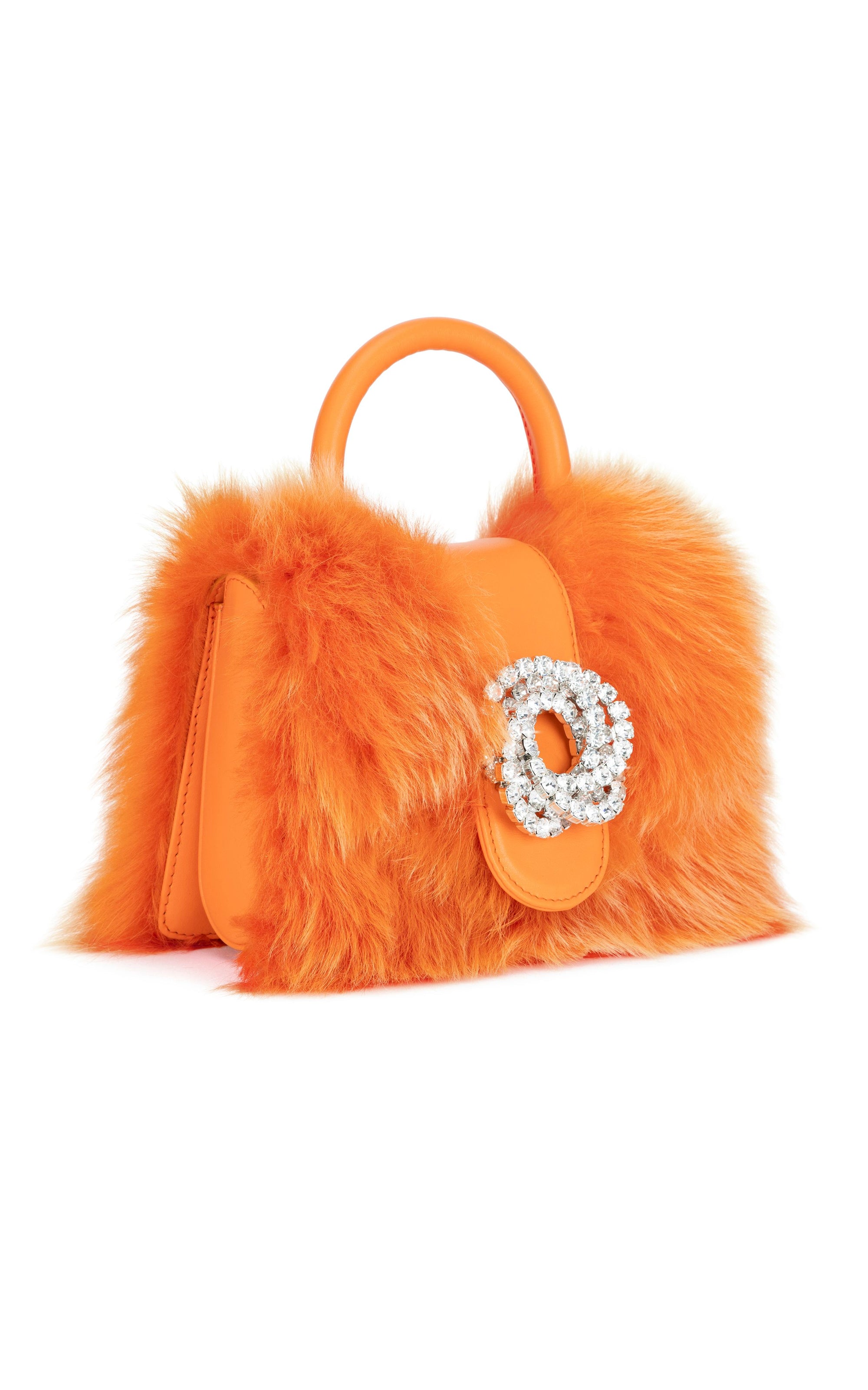 Galaxy small leather and rhinestone handbag - Orange