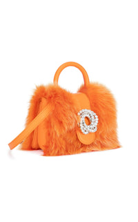 Galaxy small leather and rhinestone handbag - Orange