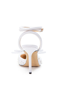 Double Bow 100 slingbacks in leather - Silver