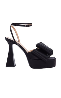 Le Cadeau 140 platform sandals in silk - Black