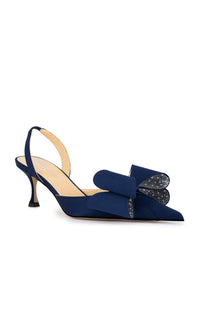 Le Cadeau 65 satin slingback - Navy Blue