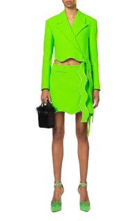 Wavy jacket in wool & strass - Green