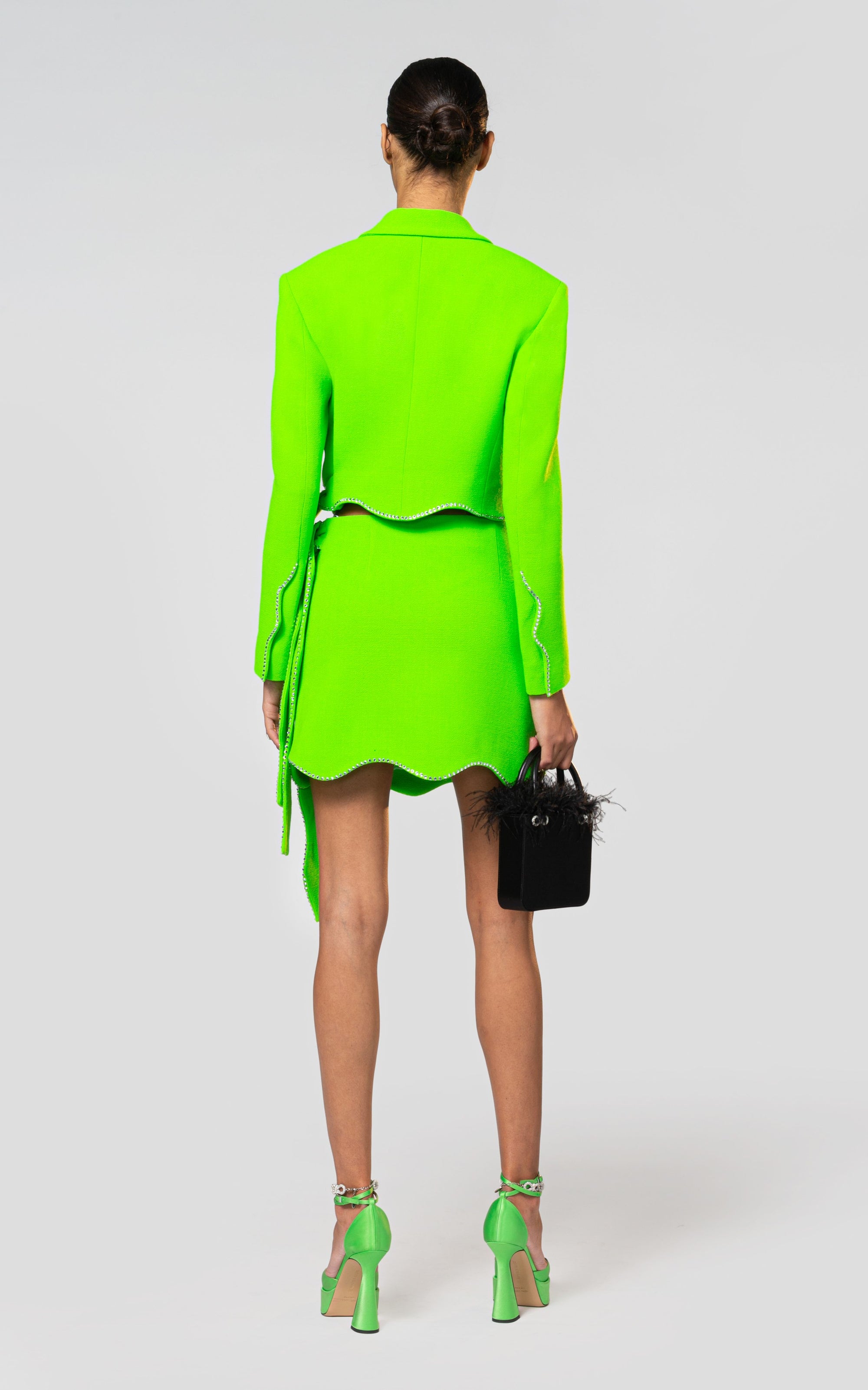 Wavy jacket in wool & strass - Green