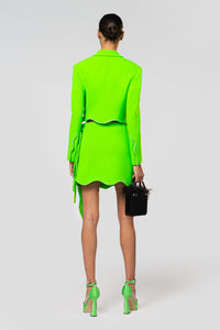 Wavy short skirt in wool & strass - Green