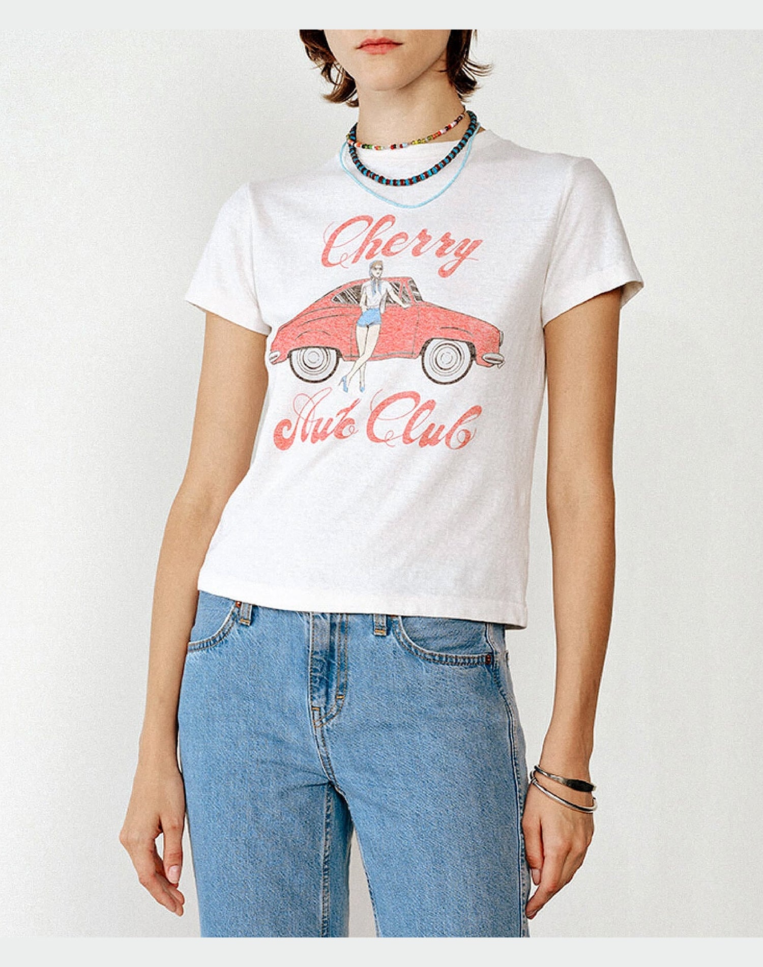 T-shirt Cherry Auto - Vintage White