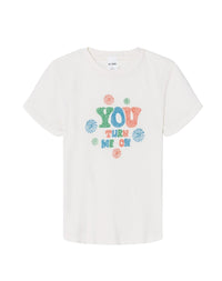 T-shirt You Turn Me On 90's - Vintage White