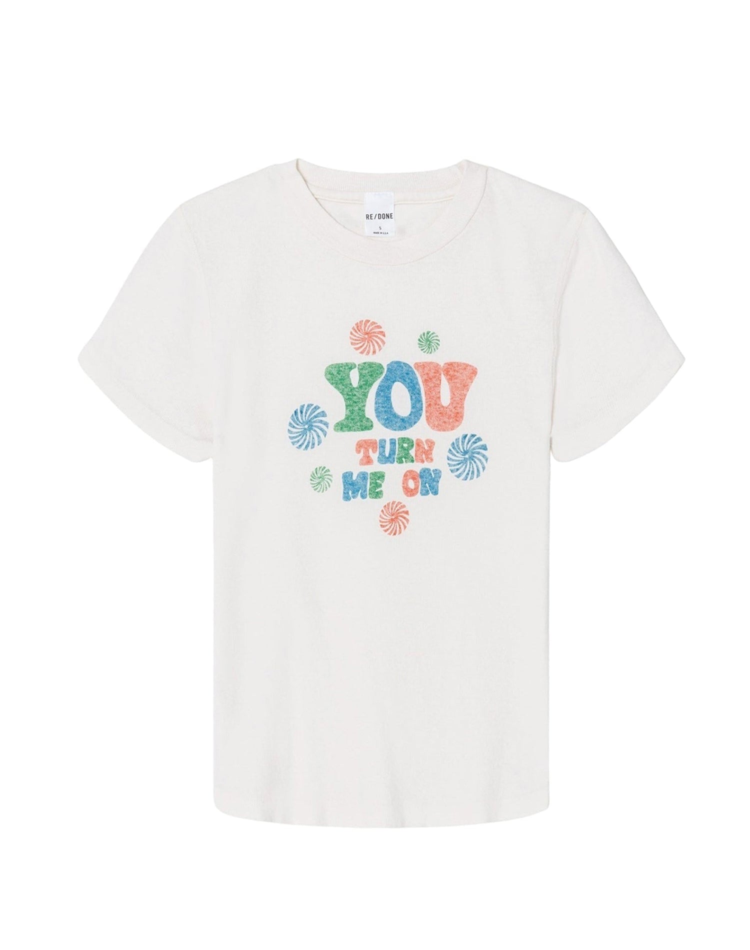 T-shirt You Turn Me On 90's - Vintage White