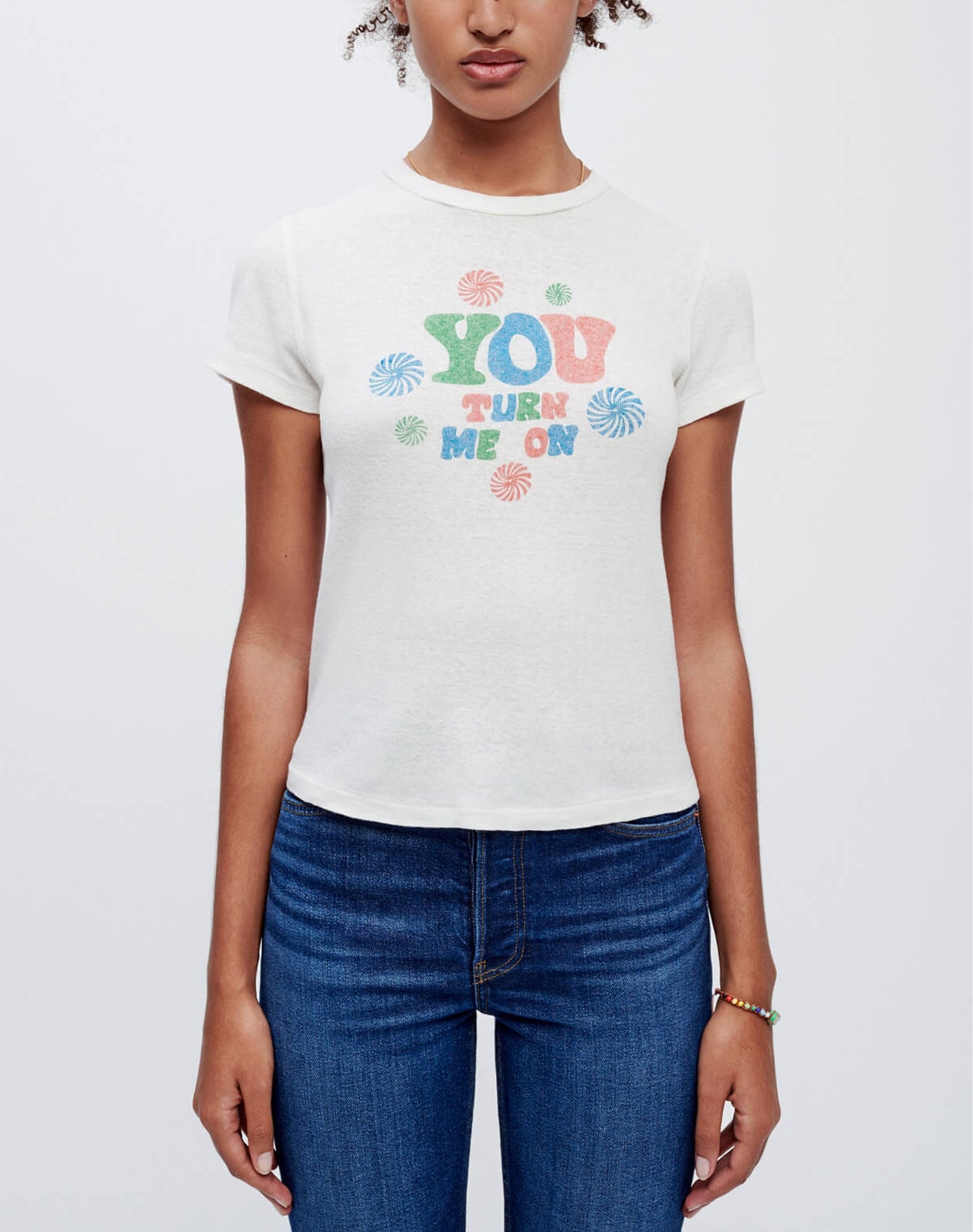 T-shirt You Turn Me On 90's - Vintage White