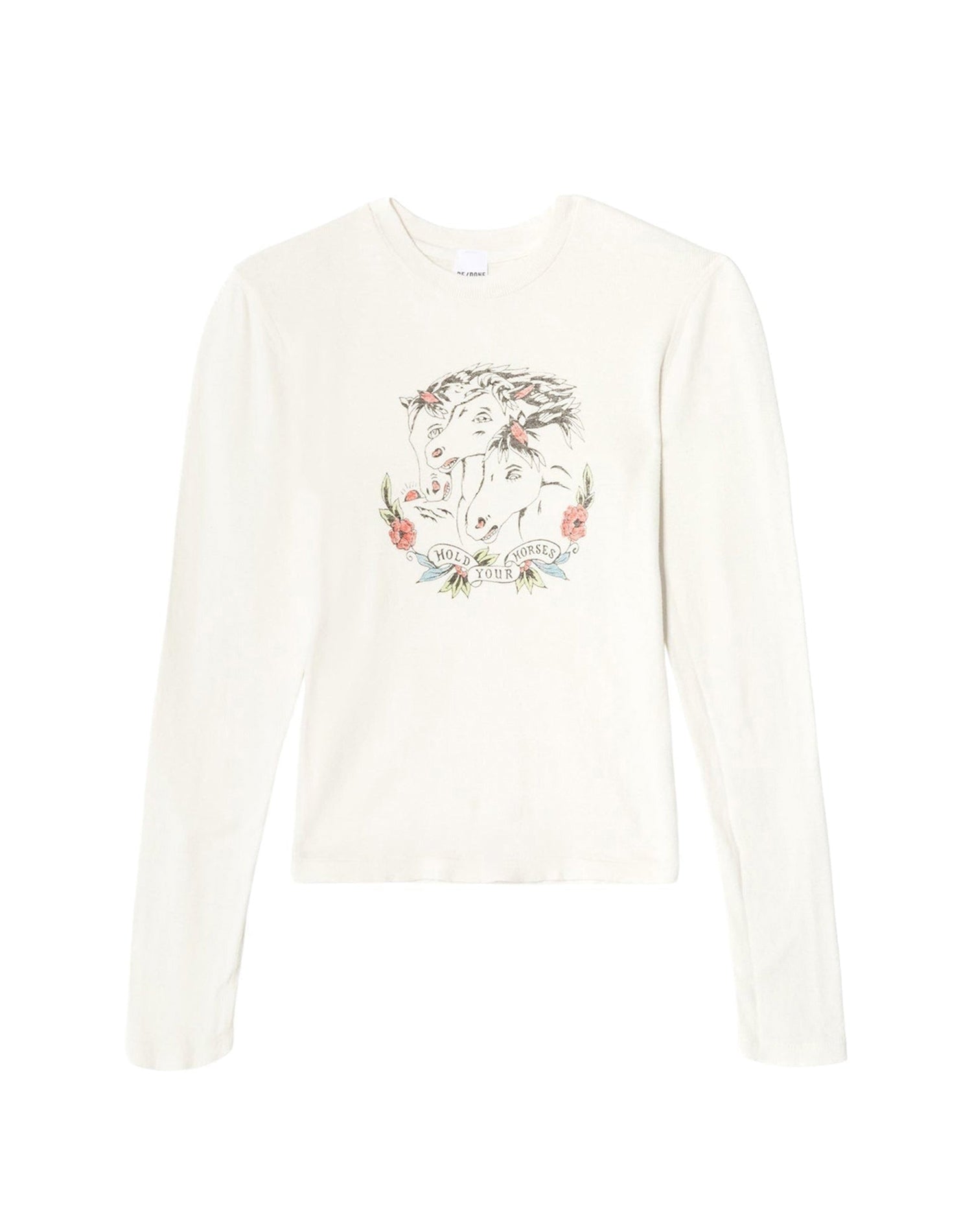 T-shirt manches longues Hold Your Horses - Vintage White