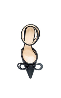 Double Bow 100 strappy pumps in leather - Black