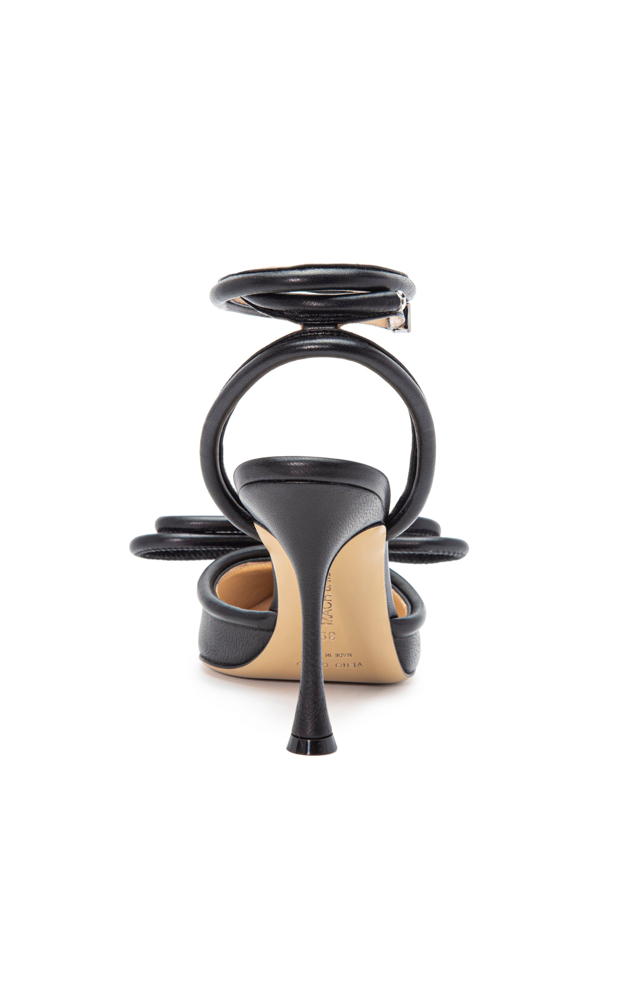 Double Bow 100 strappy pumps in leather - Black