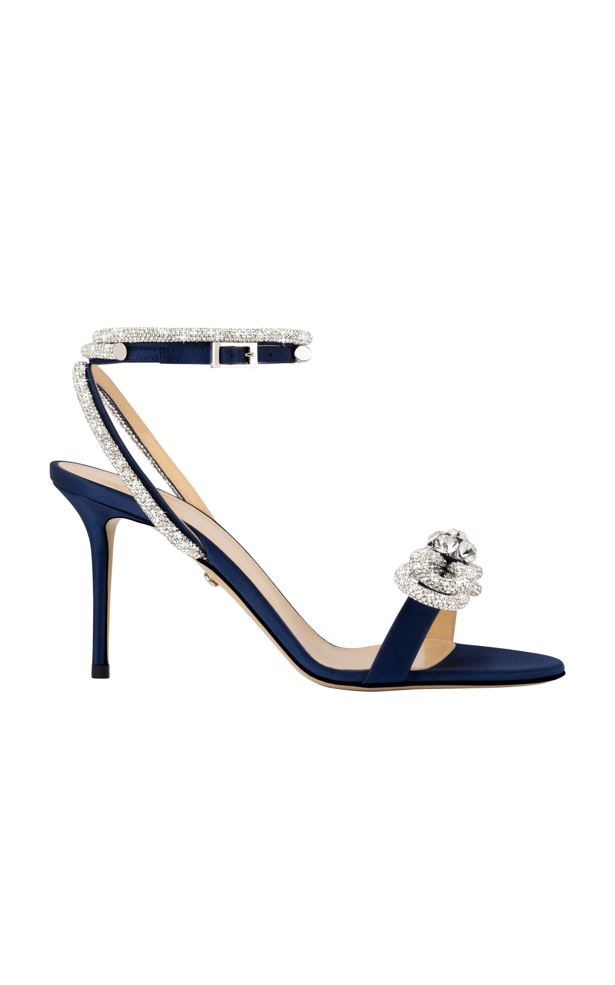Double Bow 85 rhinestone sandals - Navy Blue