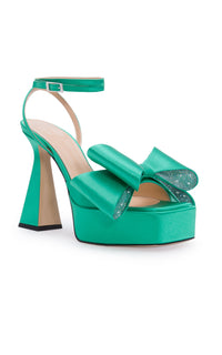Le Cadeau 140 platform sandals in silk - Green