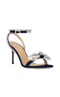 Double Bow 85 rhinestone sandals - Navy Blue