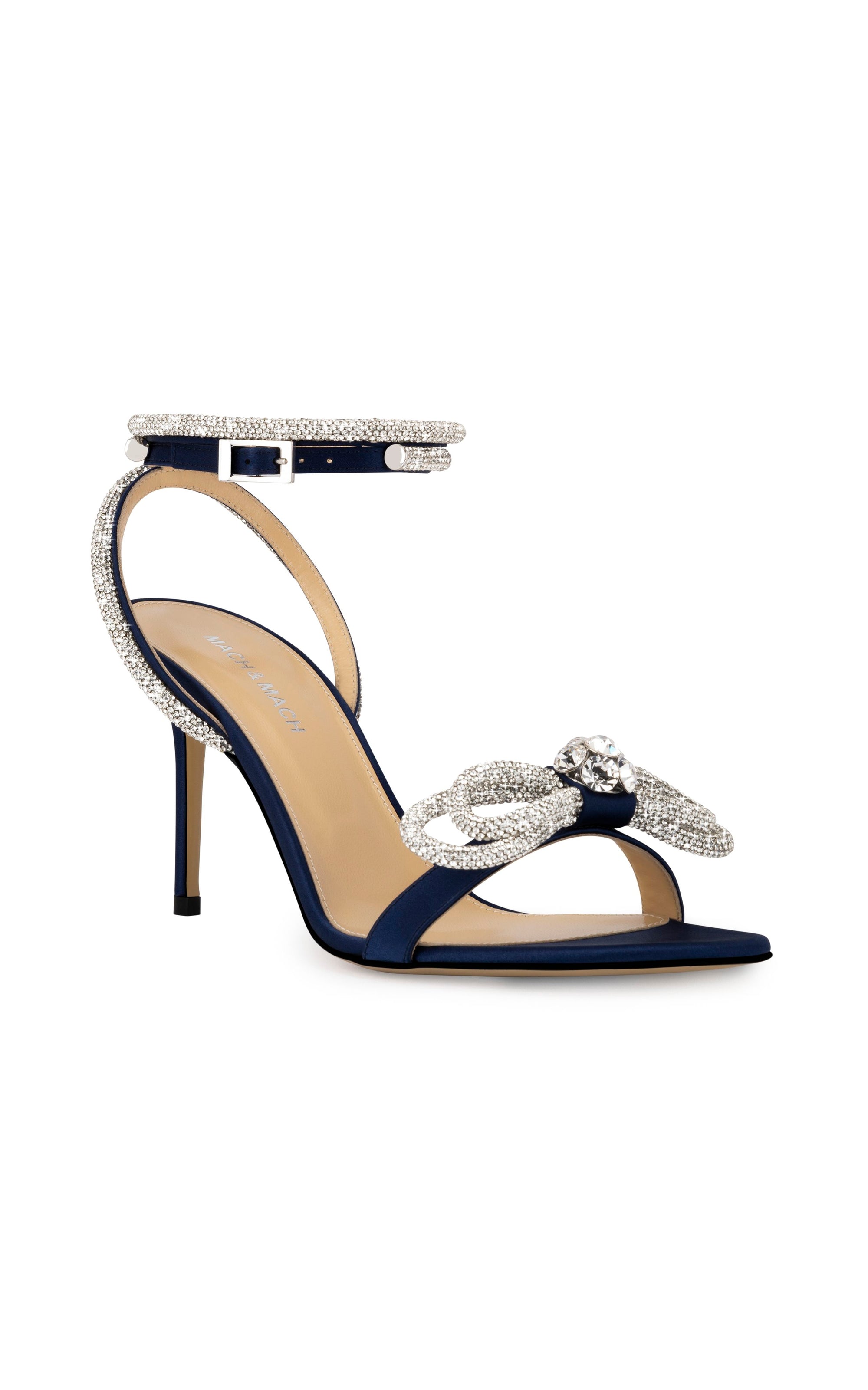 Double Bow 85 rhinestone sandals - Navy Blue