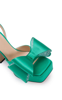 Le Cadeau 140 platform sandals in silk - Green