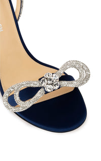 Double Bow 85 rhinestone sandals - Navy Blue