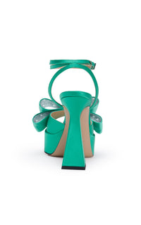 Le Cadeau 140 platform sandals in silk - Green
