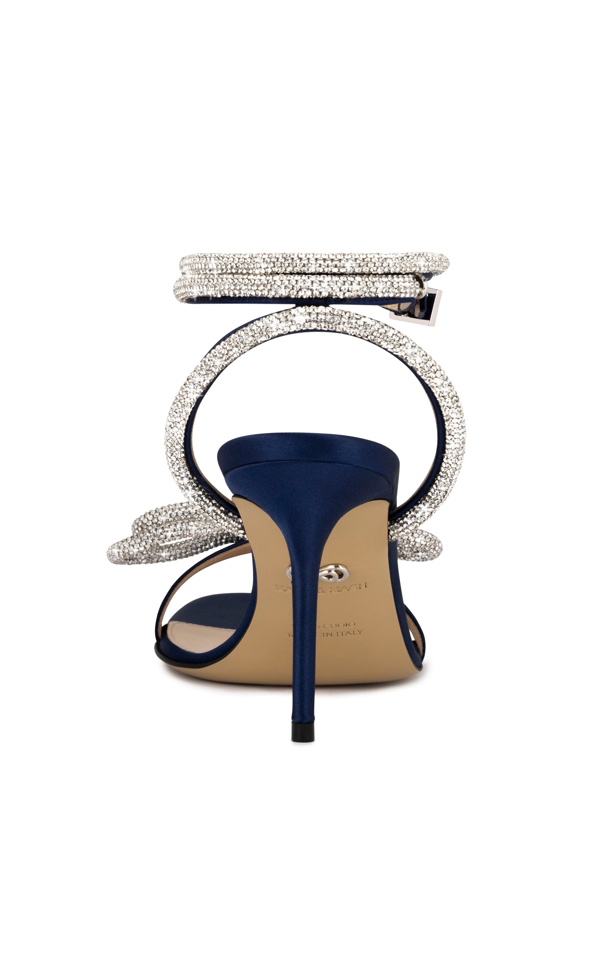 Double Bow 85 rhinestone sandals - Navy Blue