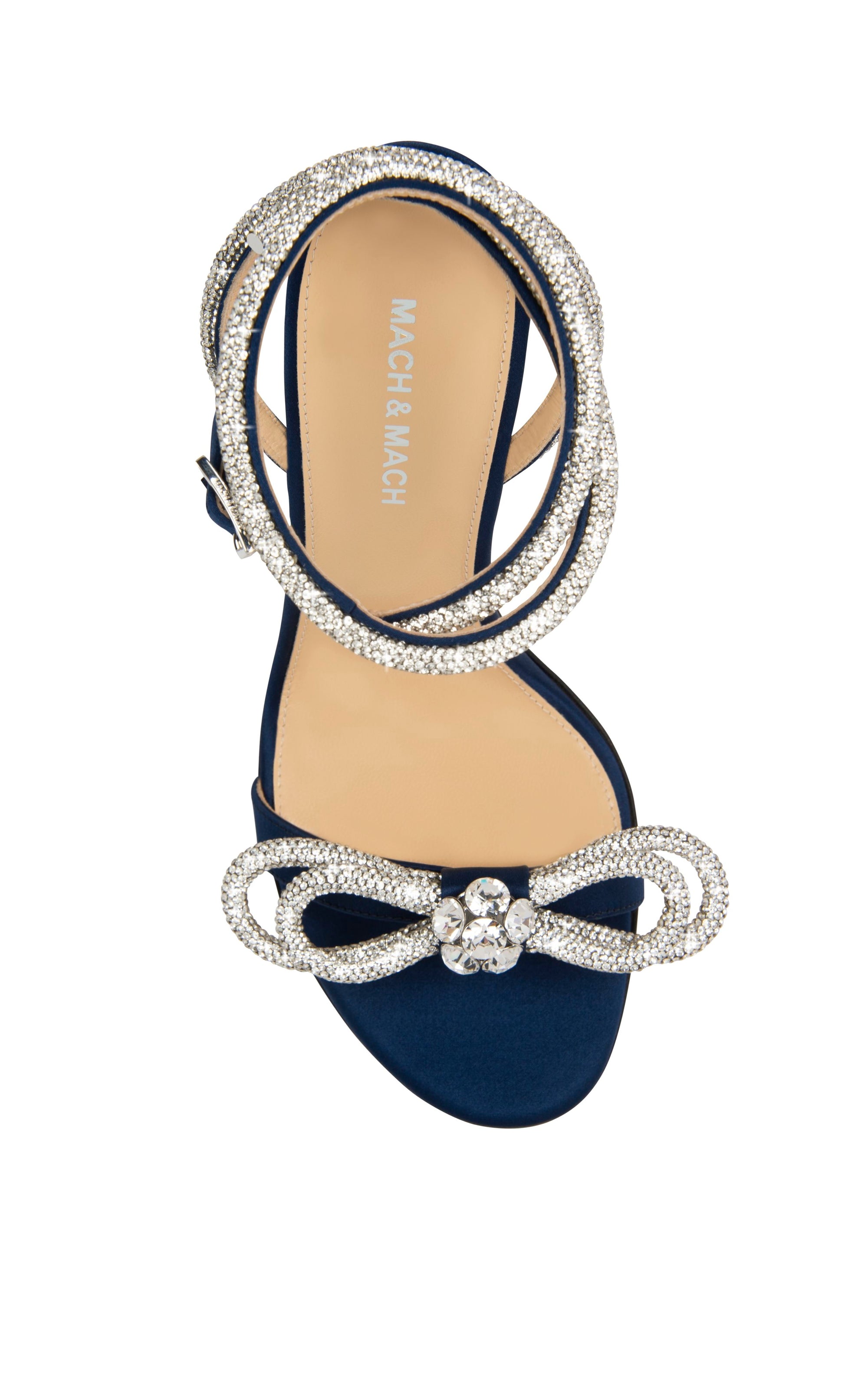 Double Bow 85 rhinestone sandals - Navy Blue