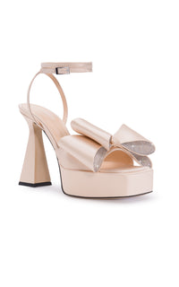 Le Cadeau 140 silk platform pumps - Beige