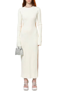 Bow midi dress embellished with rhinestones - Ivory
